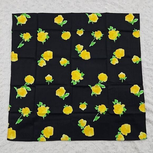 Lemlem Black and Yellow Floral Bandana Purse Scarf 22.5" - Picture 1 of 4